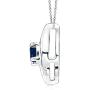 September Birthstone - Shell Style Oval Sapphire and Diamond Pendant Necklace in Silver (4x3mm Blue Sapphire)