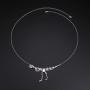 S925 Sterling Silver Choker Jewelry Dinosaur Vintage Necklace Short Necklace for Women Teens 15+3‘’
