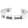 MS. CLOVER Gifts for Teacher, What I Learned from You-Thank You for Helping Me Grow Hand Stamped Stainless Steel Cuff Bracelets, Teacher Gift, Graduation Gifts.
