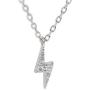 Tiny Lightning Bolt Crystal Necklace for Women Girls S925 Sterling Silver White Gold Plated Minimalist Personalized Little Small Pendant Choker Necklaces Link Chain 18 inches Delicate Fashion Gifts