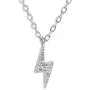 Tiny Lightning Bolt Crystal Necklace for Women Girls S925 Sterling Silver White Gold Plated Minimalist Personalized Little Small Pendant Choker Necklaces Link Chain 18 inches Delicate Fashion Gifts