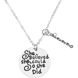 Baton Charm Necklace- Twirling Jewelry - She Believed She Could So She Did Charm Pendant, Gift For Baton Twirler & Majorettes