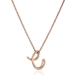 Amazon Collection 14k Rose Gold Plated Sterling Silver ''C'' Cursive Initial Pendant Necklace, 18''