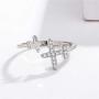 Eiffy Double Cubic Zircon Plane Aircraft Airplane Finger Ring Travel Trip Adjustable Open Finger Ring Jewelry
