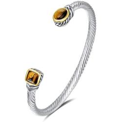 UNY Bracelet Designer Brand Inspired Antique Women Jewelry Cable Wire Bangle Gem Stone Christmas Day Gift