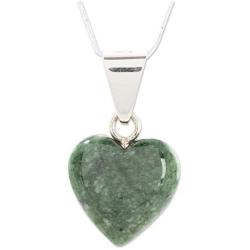 NOVICA .925 Sterling Silver and Jade Heart Shaped Pendant Necklace, 18'', Love Immemorial