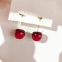ONEYIM 3D Red Cherry Drop Earrings Cute Fruit Gold Dangle Earrings Charm Jewelry Gift Earrings for Women Girls