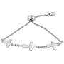 Charmsy Sterling Silver Jewelry Three Cross Adjustable Sliding Bolo Bracelet for Women