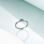 AOBOCO March Birthstone Ring Jewelry for Women Sterling Silver Mini Ring with Aquamarine Blue Crystal