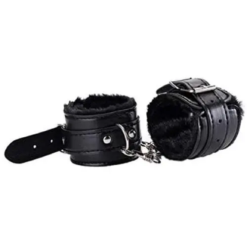 Colorful Wrist Leather Fluffy Handcuffs Bracelet Leg Cuffs Anklet Bangle Role Play Exercise Bands Leash Sexual Detachable Adjustable Chain for Home Yoga Gyms Party Cosplay