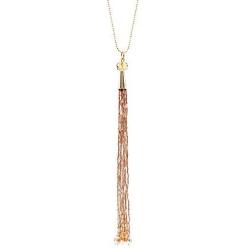 Hatroom Glass Beaded Tassel Pendant Necklace for Women with Long Chain Made in Italy