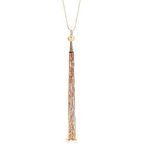 Hatroom Glass Beaded Tassel Pendant Necklace for Women with Long Chain Made in Italy