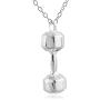 FashionJunkie4Life Sterling Silver Dumbbell Weight Pendant Necklace, 18'' Cable Chain, Gym Fitness Jewelry