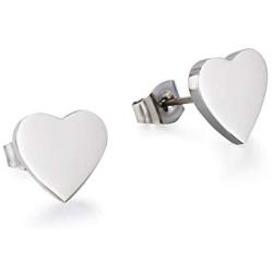 TGNEL Hypoallergenic Titanium Stud Earrings for Women Girls, Dainty Simple Heart Earring with Black Red Enamel