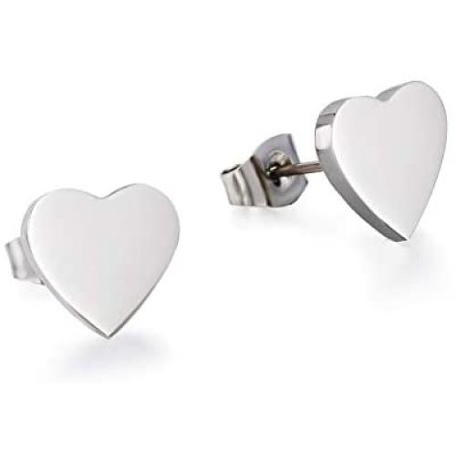 TGNEL Hypoallergenic Titanium Stud Earrings for Women Girls, Dainty Simple Heart Earring with Black Red Enamel