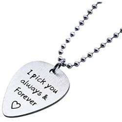 omodofo I Pick You Stainless Steel Guitar Pick Pendant Necklace Music Lover Musicians Gift for Guitar Player