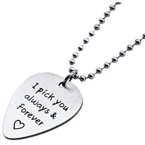 omodofo I Pick You Stainless Steel Guitar Pick Pendant Necklace Music Lover Musicians Gift for Guitar Player omodofo I Pick You Stainless Steel Guitar Pick Pendant Necklace Music Lover Musicians Gift for Guitar Player