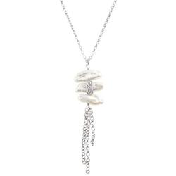 Silpada Organic Trio Baroque Cultured Pearl Tassel Pendant Necklace in Sterling Silver