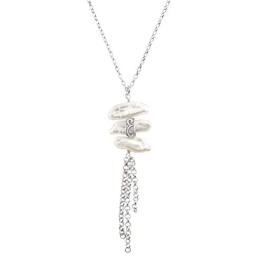 Silpada Organic Trio Baroque Cultured Pearl Tassel Pendant Necklace in Sterling Silver
