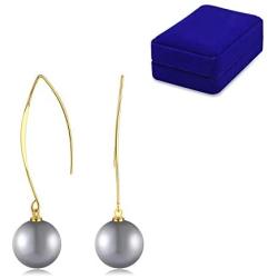 Zidzon Grey Pearl Dangle Drop Earring Trendy & Elegant for Women & Girls Chic &Sparkling Design, Unique Gift Idea, Perfect for Casual & Special Occasions Earring