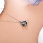 Snake Necklace Sterling Silver Animal Pendant with Color Change Circle Crystal, Jewelry Collection for Women Girls