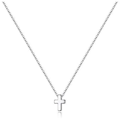 M MOOHAM Cross Necklace for Women, Dainty Gold Plated Cross Pendant Necklace Sideways Cross Choker Layered Cross Necklace for Women Girls