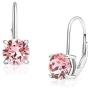 SolidSilver - Sterling Silver 6mm Round Solitaire Leverback Earring Made with Genuine Swarovski Crystal | Sterling Silver, Yellow & Rose Gold Dipped