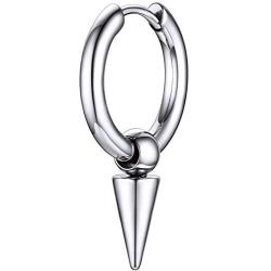 Topsteel Stainless Steel Spike Hoop Earrings for Men Women, Cross/Bar/Feather Cool Goth Punk Eboy Jewelry, Statement Jewelry, Come Gift Box