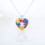 LGSY Sterling Silver Colorful Autism Puzzle HeartPearl Cage Pendants for Women, Essential Oil Diffuser Lockets for Pearl Jewelry