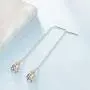 Sterling Silver Threader Earrings,TeardropCrossLineEar Cuff Threader Earrings for Women Girls