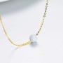 14K Solid Gold Necklace for Women, Yellow Gold Simulated Opal Choker Pendant Necklaces Fine Jewelry Gifts for Mom, Wife, Girls, 16+2 inch