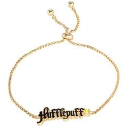 Harry Potter Officially Licensed Hogwarts House Silver and Gold Plated Lariat Bracelet, 9.5'' inch Chain
