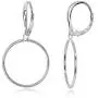 Sterling Silver Polished Frontal Hoop Circle Drop Dangle Leverback Earrings, 20mm or 30mm