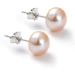 BYCHOOSING Pearl Earrings Studs Freshwater Cultured Pearl Flat 925 Silver for Women Girls