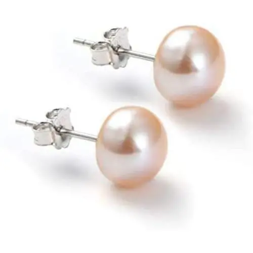 BYCHOOSING Pearl Earrings Studs Freshwater Cultured Pearl Flat 925 Silver for Women Girls