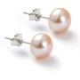 BYCHOOSING Pearl Earrings Studs Freshwater Cultured Pearl Flat 925 Silver for Women Girls
