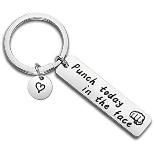 SEIRAA Motivational Quote Jewelry Punch Today in The Face Keychain Graduation Gift Self Care Gift for Her