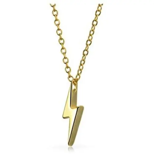 Amnoz 14K Yellow Gold Plated Lightning Bolt Pendent Necklaces Amnoz 14K Yellow Gold Plated Lightning Bolt Pendent Necklaces
