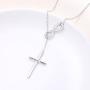 JZMSJF 925 Sterling Silver Faith God in My Heart Infinity Cross Pendant Y Shaped I CAN DO All Things Adjustable Long Chain Sweater Necklace for Women Girls