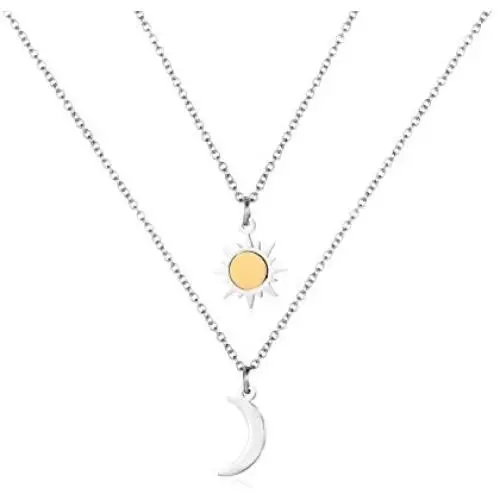 Sun Moon Pendant Necklace, Stainless Steel Heart-Shaped Sun and Moon Y Necklace Vertical Bar Looped Adjustable Long Necklace for Girls, Ladies, Boys, Men, 2 in 1 Set Sun Moon Pendant Necklace, Stainless Steel Heart-Shaped Sun and Moon Y Necklace Vertical Bar Looped Adjustable Long Necklace for Girls, Ladies, Boys, Men, 2 in 1 Set