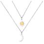 Sun Moon Pendant Necklace, Stainless Steel Heart-Shaped Sun and Moon Y Necklace Vertical Bar Looped Adjustable Long Necklace for Girls, Ladies, Boys, Men, 2 in 1 Set