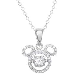 Disney Mickey Mouse or Minnie Mouse Jewelry Sterling Silver Dancing Cubic Zirconia Pendant Necklace