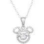 Disney Mickey Mouse or Minnie Mouse Jewelry Sterling Silver Dancing Cubic Zirconia Pendant Necklace Disney Mickey Mouse or Minnie Mouse Jewelry Sterling Silver Dancing Cubic Zirconia Pendant Necklace