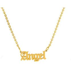 Old English Babygirl Necklaces for Women Gothic Princess Angle Blessed Pendant Baby Girl Necklaces 18k Gold Plated Stainless Steel Jewelry