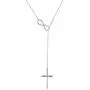 Lariat Necklace S925 Sterling Silver Infinity Cross Y Necklace Religious Necklace Jewelry Inspirational Gift Chain Adjustable for Women
