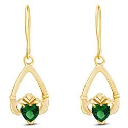 Claddagh Drop Earrings In Yellow Gold Over Sterling Silver By jewel Zone US