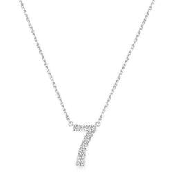 Jewlpire Number Necklace for Women Girls | 925 Sterling Silver Necklace Cubic Zirconia Hypoallergenic Personalized Lucky Number Pendant Necklaces