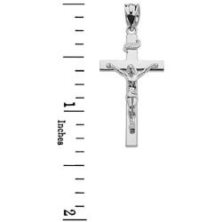 Religious Jewelry by FDJ 925 Sterling Silver Linear Cross INRI Crucifix Pendant Necklace