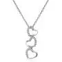 Triple Heart Pendant Necklace for Women in Sterling Silver Rhodium Finish with White Colorless Topaz Accent