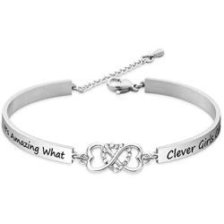 WENATA Sweet 16 Bracelet Sweet Sixteen Jewelry Its Amazing What Clever Girls Can Be Inspirational Bracelet Birthday Gift Women Girls Gift for Girls